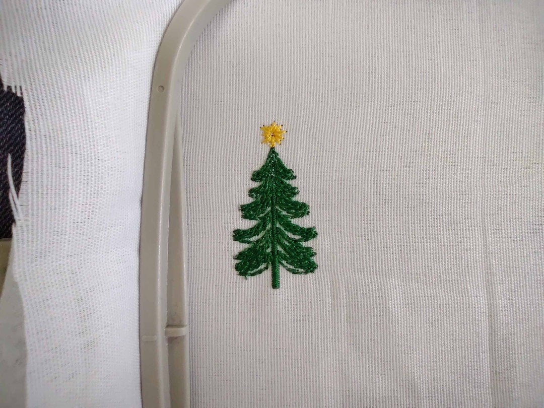 Christmas Tree Machine Embroidery Design: Pine Outline, Low Stitch ...