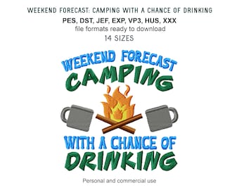Camping Drinking Machine Embroidery Design