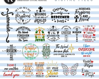 Religious Machine Embroidery Designs Bundle, Bible Verses Embroidery Patterns, Easter Embroidery Sayings, Church Pes Files, Cross Word Art