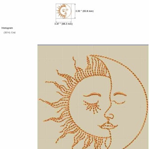 Celestial Machine Embroidery Design, Sun and Moon Boho Line Art, 1.5in ...