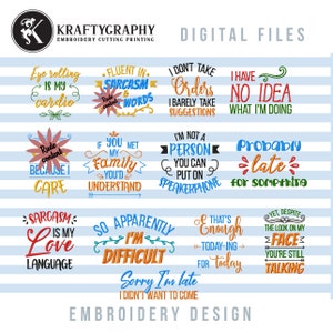 Inappropriate Embroidery Designs Bundle: Sarcastic Machine Files (Digital Download)