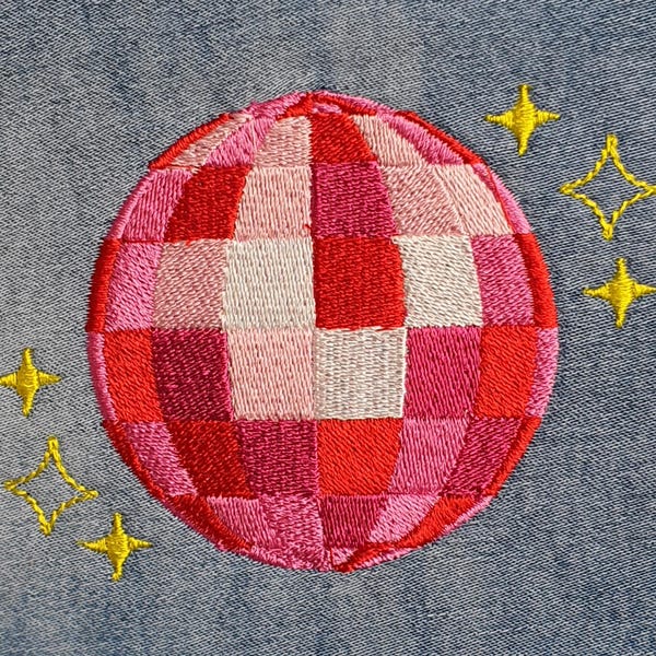 Disco Ball Machine Embroidery Design: Retro 80s Funk Groovy, 1in - 5.5in