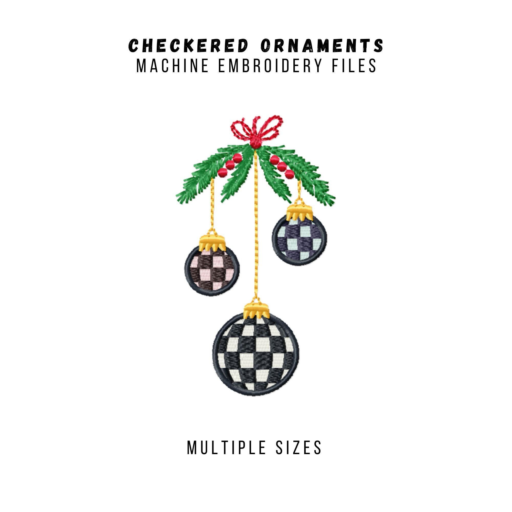 クリスマス　スペシャルBOX ジャンクジャーナル　エンボスペーパー　インド刺繍 チェック柄クリスマスボールの機械刺繍デザイン、2インチ～8インチ