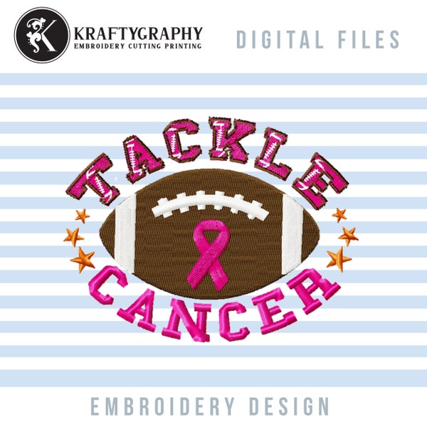 Football Cancer Awareness Machine Embroidery Designs, Breast Cancer Embroidery Patterns, Tackle Cancer Pes Files, Football Season Jef