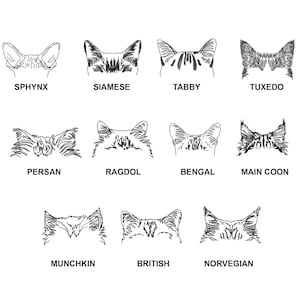 11 Cat Ears Outline Embroidery Designs Bundle: Sketch Style, Multiple Sizes & Formats