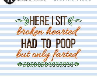 Lustiges Badezimmer Stickmuster: Toilette Humor Maschinendatei (Digitaler Download)