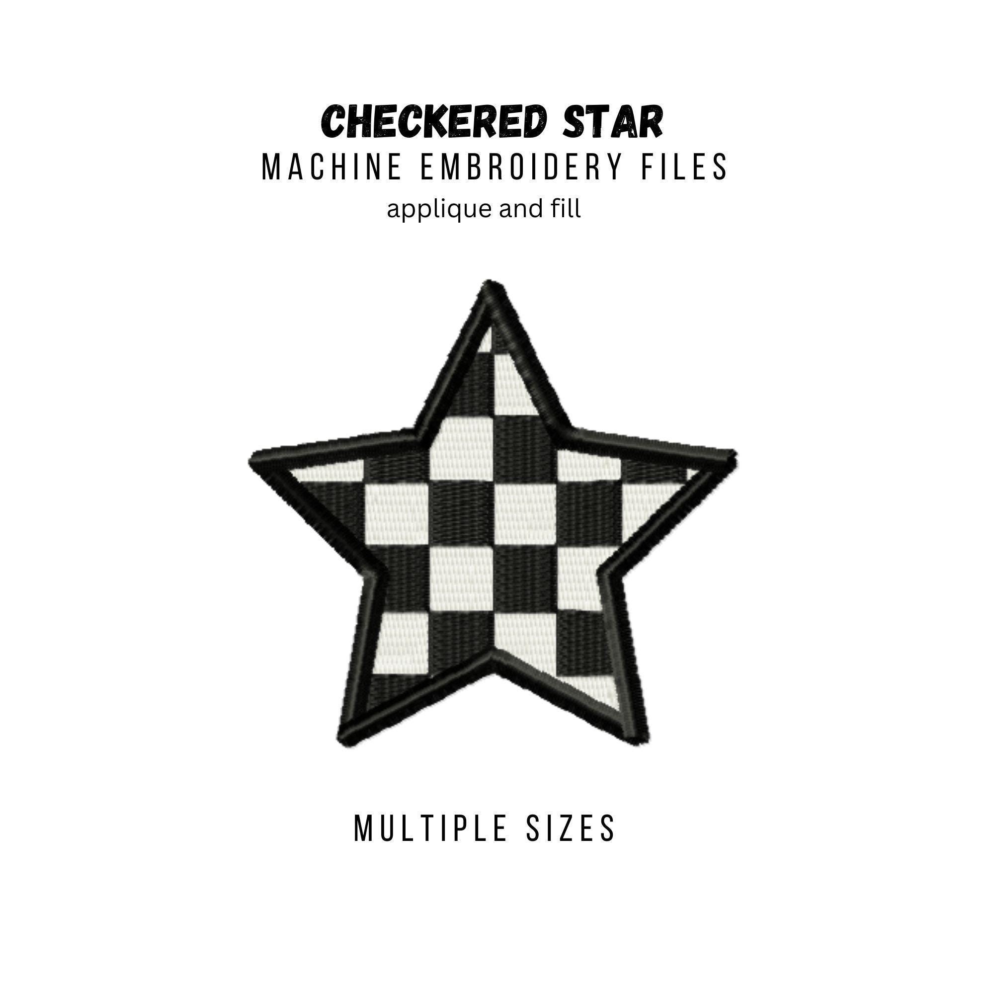Checkered Star Machine Embroidery Design: Fill and Applique, Multiple ...