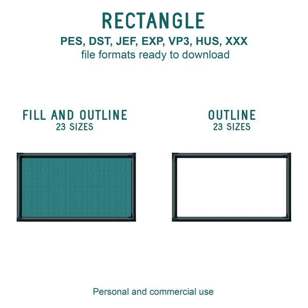 Rectangle Machine Embroidery Designs, Mini Rectangle Embroidery Patterns, Rectangle Filled Stitch Embroidery Files, Basic Shape Pattern