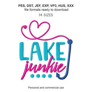 Lake Funny Embroidery Design: Fishing Hook Heart (Machine Files)