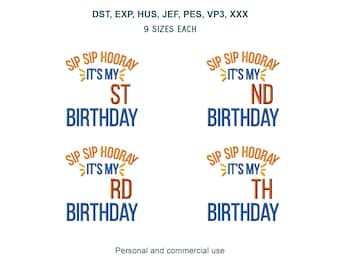 Funny Birthday Embroidery Design: Multiple Sizes Machine Files