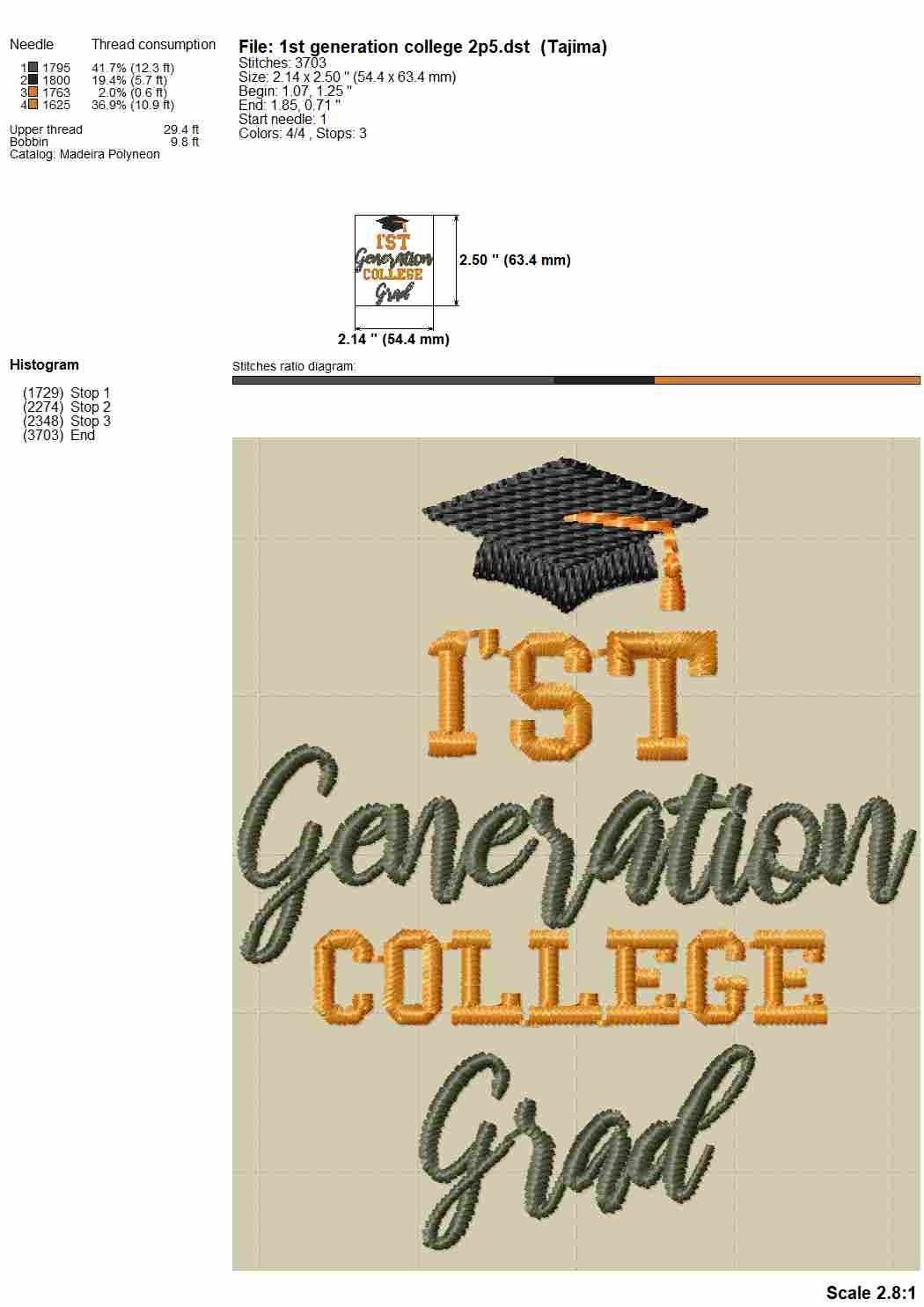 First Gen Grad Ribbon 1st Generation College Grad Embroidery Design (machine Files) - Etsy