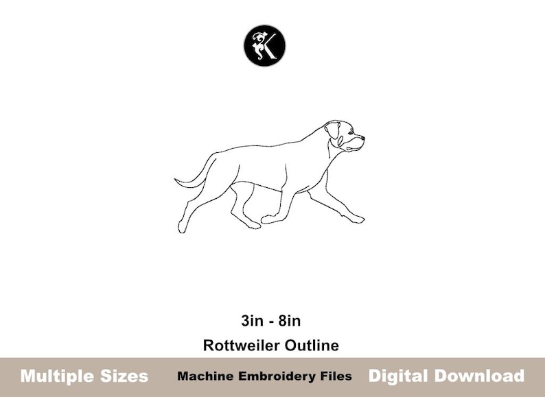 Rottweiler Machine Embroidery Design Outline, Back and Bean Stitch Run ...