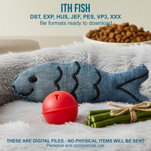 ITH Fish Machine Embroidery Design, Plush Toy for Cats (5 Sizes) Instant Download