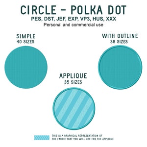 Circle Machine Embroidery Designs | Polka Dot Pattern | Fill Stitch and Applique, Multiple Sizes