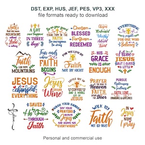 Religious Machine Embroidery Designs: Bible Verses Sayings, Multiple Sizes