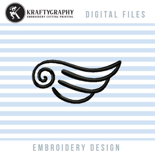 Angel Wing Machine Embroidery Designs, Decorative Elements Embroidery Patterns, Doodle Feathers Pes Files, Cute Wing Different Sizes