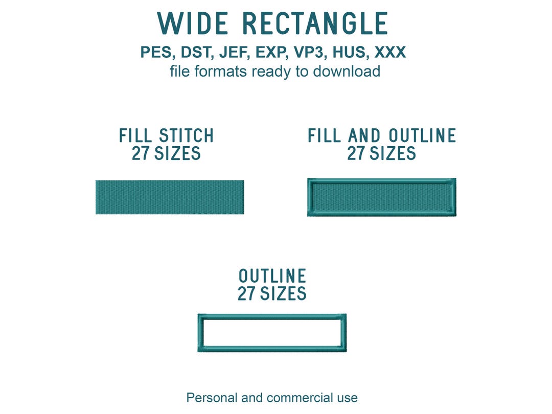 Wide Rectangle Machine Embroidery Design: Filled Stitch and Applique ...