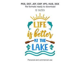 Lake Machine Embroidery Design: Life at the Lake