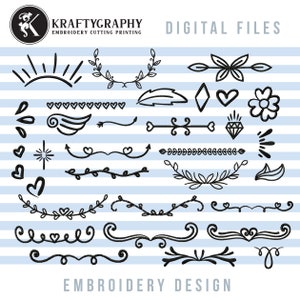 Decorative Elements Machine Embroidery Designs, Border Embroidery Patterns, Divider Pes Files, Doodle Shapes Jef Files, multiple sizes