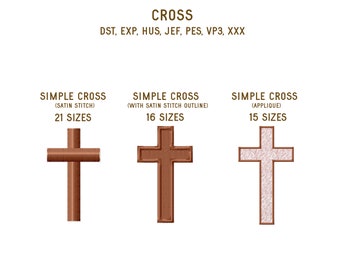 Cross Machine Embroidery Designs, Christian Cross Embroidery Files, Easter Cross Shape Embroidery Pattern, Mini Cross Fill Stitch, Applique