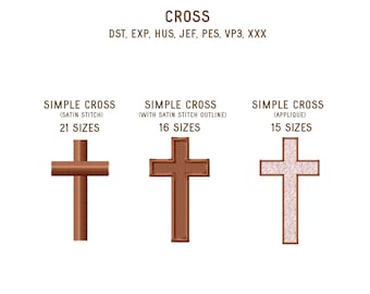 Cross Machine Embroidery Designs, Christian Cross Embroidery Files, Easter Cross Shape Embroidery Pattern, Mini Cross Fill Stitch, Applique