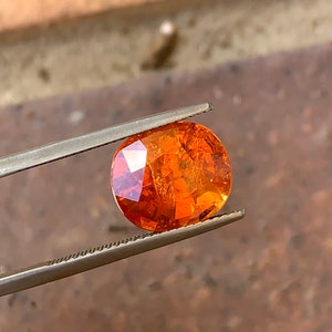 Huge 10.75ct Mandarine Garnet Cushion, Orange Spessartine Garnet, Spessartite Gemstone