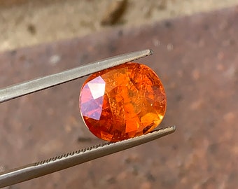 Huge 10.75ct Mandarine Garnet Cushion, Orange Spessartine Garnet, Spessartite Gemstone