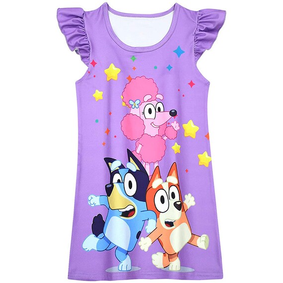 Bluey Toddler Girls Baby Princess Pajamas Dog Print Nightgown Etsy