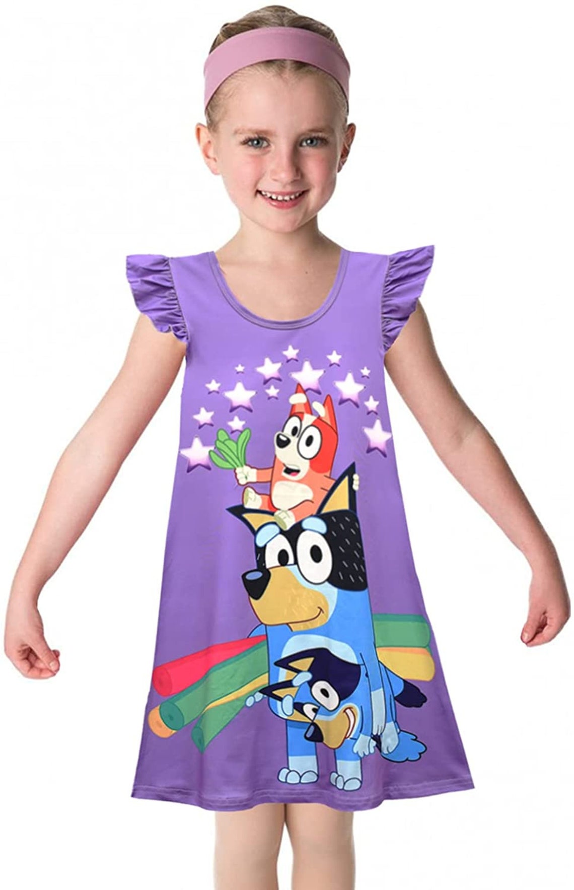 Bluey Toddler Girls Baby Princess Pajamas Dog Print Nightgown Etsy