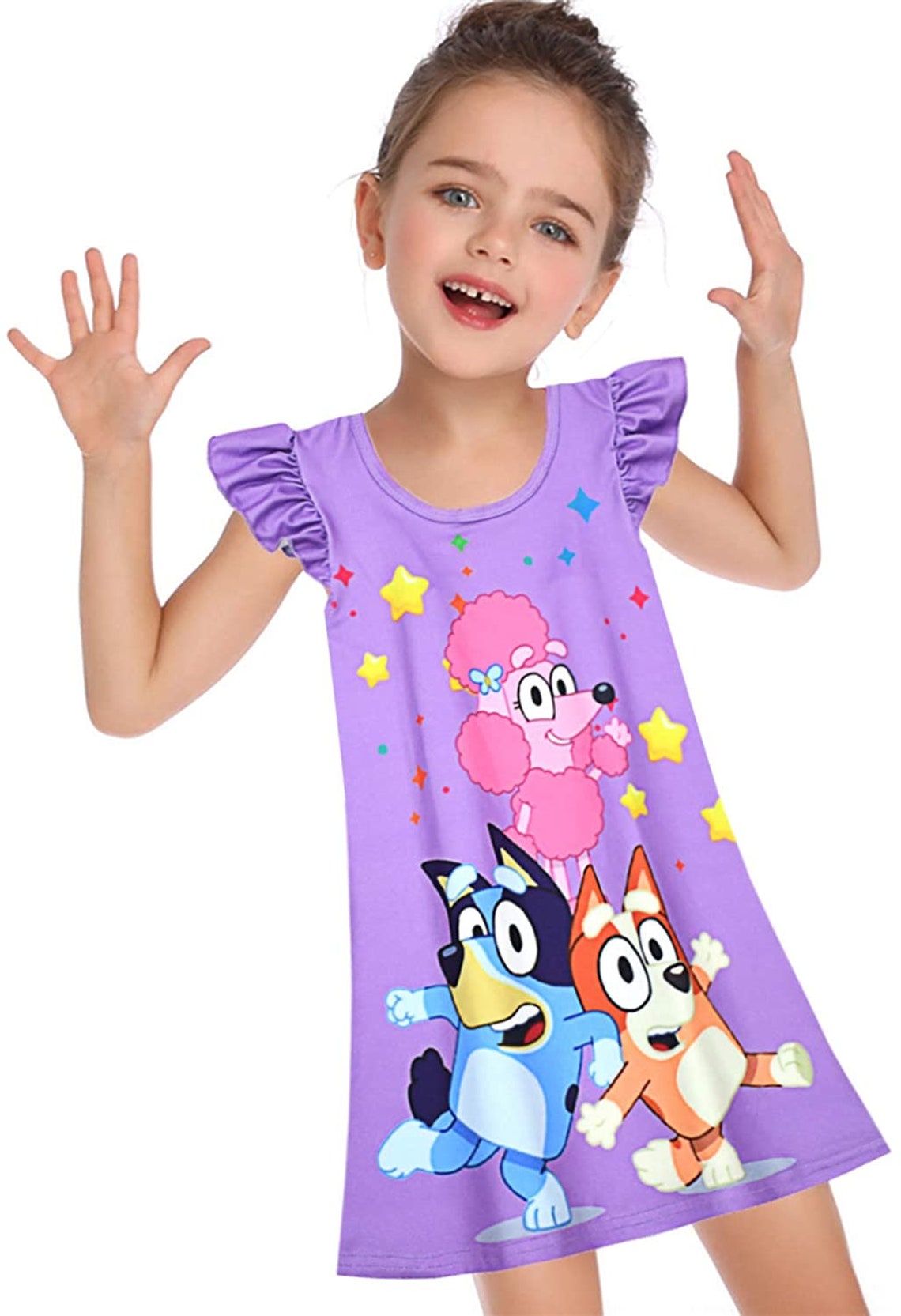 Bluey Toddler Girls Baby Princess Pajamas Dog Print Nightgown Etsy