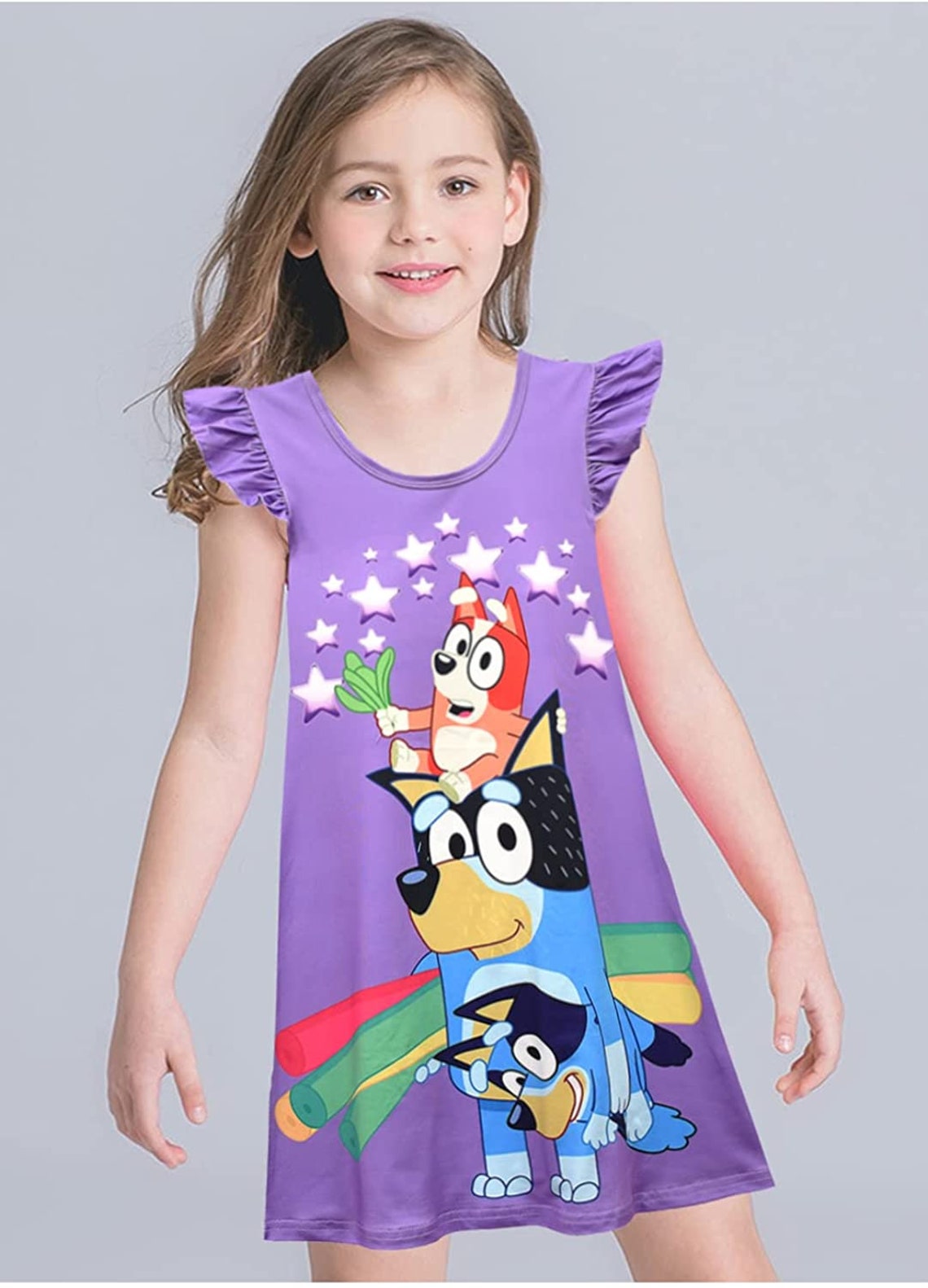 Bluey Toddler Girls Baby Princess Pajamas Dog Print Nightgown Etsy