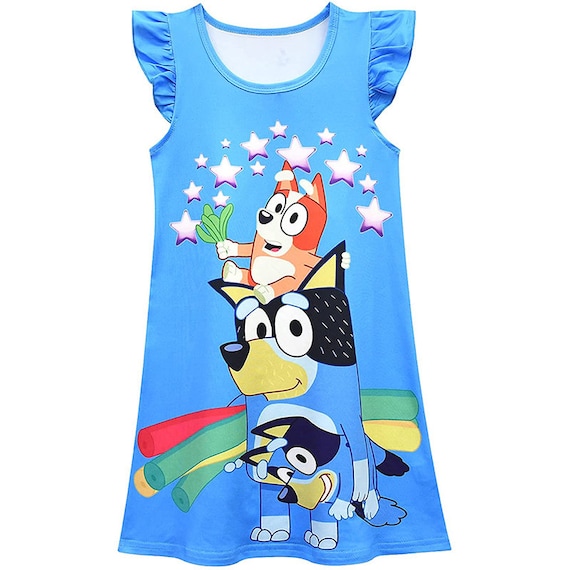 Bluey Toddler Girls Baby Princess Pajamas Dog Print Nightgown Etsy