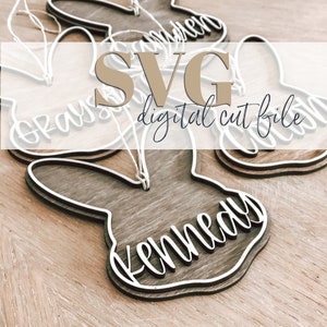 Digital Cut File | Bunny Shaped Basket Tag | Easter | Laser File