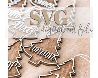 Laser File | Tree Shaped Stocking Tag | 5"