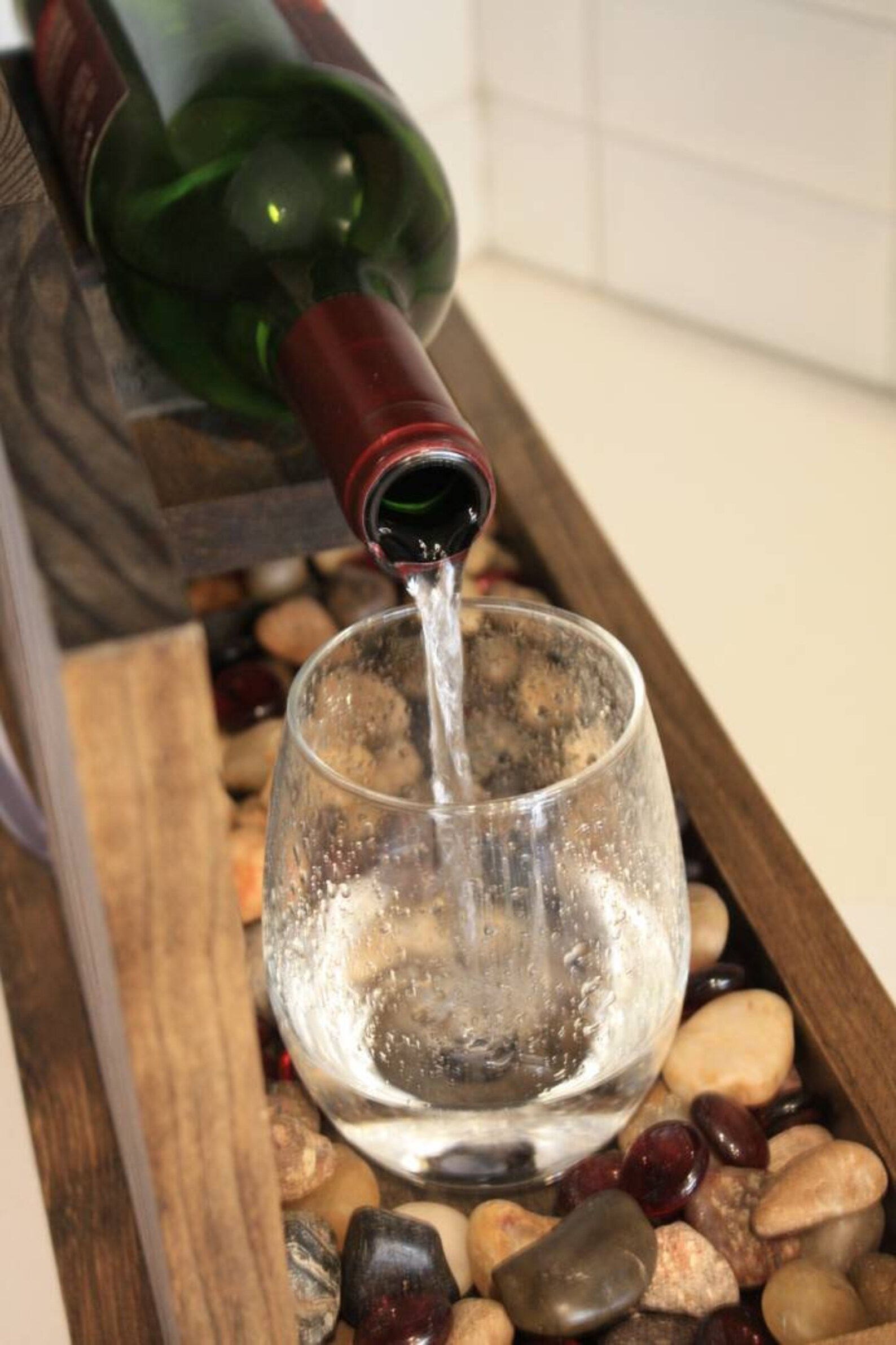 Wine Bottle Water Fountain Handmade Wooden Indoor Fountain Etsy