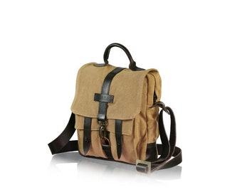 Danakil by SOSH -  Tobacco Cotton Canvas and Leather Utility Bag