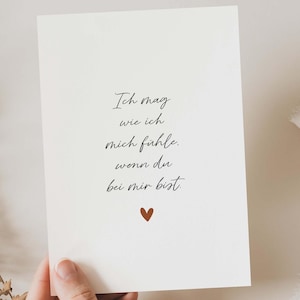Postkarte "Ich mag wie ich mich fühle, wenn du bei mir bist" | Grußkarte Lieblingsmensch | Postkarte Freundin | Karte Partner |Herzenswunsch