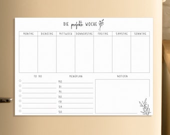 Agenda semainier magnétique A4 "La semaine parfaite" | agenda magnétique magnétique | Agenda hebdomadaire lavable | Planificateur magnétique | 30cm x 21cm