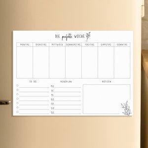 Planner settimanale magnetico A4 "La settimana perfetta" | pianificatore settimanale magnetico | agenda settimanale lavabile | Planner magnetico | Dimensioni: 30 cm x 21 cm