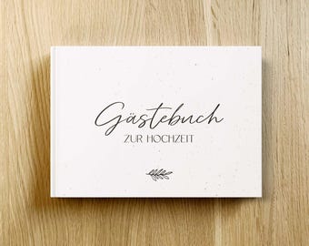 Wedding guest book with questions to fill out | DIN A5 landscape | Hardcover | 50 double pages | Perfect wedding gift