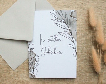 Condolence card DIN A6 Condolence card Folding card mourning card In deep compassion Card to