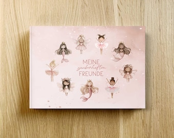 Friendship Book Fairy Ballerina Mermaid | Pink Friendship Album - My Magical Friends | Gift for Starting School, Kindergarten