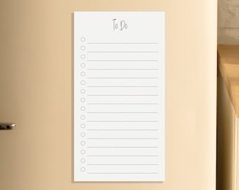 Liste de tâches effaçable magnétiquement | Bloc-notes DIN long | Planificateur de tâches réutilisable | Planificateur de bureau à domicile | 10x21cm