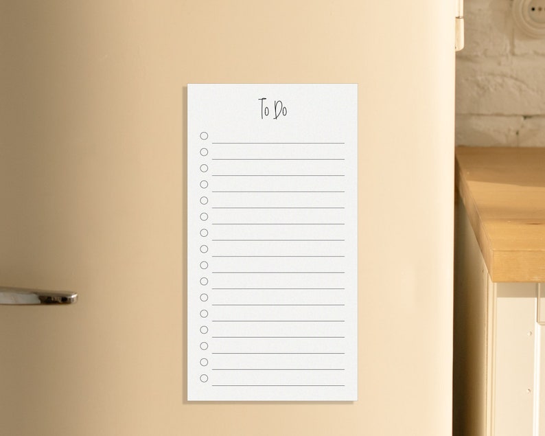 Liste de tâches effaçable magnétiquement Bloc-notes DIN long Planificateur de tâches réutilisable Planificateur de bureau à domicile 10x21cm image 1