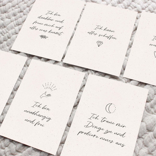 Affirmation card set for adults | Set of 12 encouraging cards | positive thoughts | simple & minimalist | DIN A6