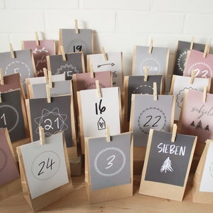 24 Adventskalenderkarten | Adventskalender Postkarten | Adventskalender Karten mit Zahlen | DIY Adventskalender