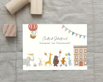 5x / 10x Back to School Invitation Cards | Set of 10 invitation cards Finally a school child | Invitation to enrollment