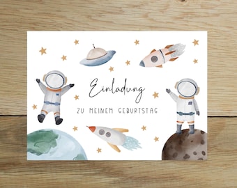 5x / 10x astronaut invitations children's birthday | invitation cards children | children's birthday invitation space | space invitation DIN A6