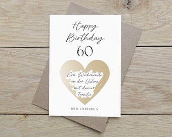 60th birthday scratch card | Gift card 60th birthday | Surprise card for the 60th birthday to scratch off | DIN A6