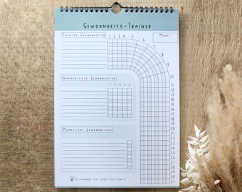 Gewohnheitstrainer | Habit tracker | Gewohnheiten-Trainer | Gewohnheiten ändern | Kalender 12 Monate | DIN A4 Kalender | Habittracker